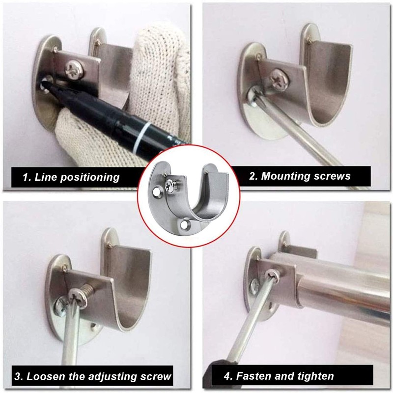 LIKERAINY Stainless Steel Round Tube Bracket for Cupboard Rail 25