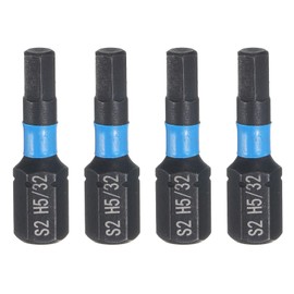 HARFINGTON 4pcs H5/32 SAE Hex Screwdriver Bit 1/4" Hex Shank 25mm/1" Length Magnetic Hexagon Head Hex Bits S2 Steel Screw Driver Bit Industrial Grade Electric Drill Bits