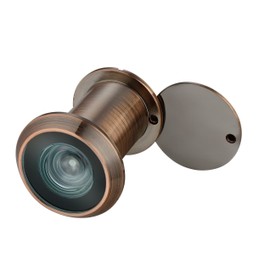 TOGU TG3522YG-AC Solid Brass UL Listed 220-degree Door Viewer with Heavy Duty Privacy Cover for 1-3/8" to 2-9/25" Doors, Antique Copper Finish