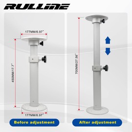 RULLINE Adjustable Table Pedestal Detachable Table Base Stand Leg Base Mount Kit 17.7‑27.5 inch Compatible with Boat Yacht RV Motorhome Caravan