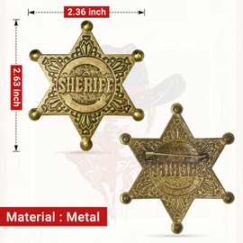 iMagitek Metal Sheriff Badge, Western Deputy Sheriff Badge, Western Cop Star Badge, Old West Prop, Western Police Vest Badge
