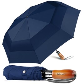 Lejorain Large Compact Golf Umbrella - 54inch Oversized Auto Open Close Folding Golf Umbrella Travel 210T Dupont Teflon Coated Vented Windproof Double Canopy
