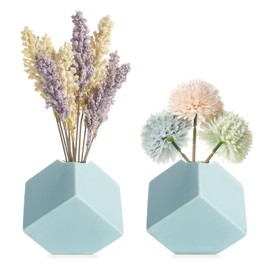 Keramik Vase für Pampasgras - Vasen Set Weiß Blumenvasen als Moderne Wohnzimmer Boho Deko, Vase Weiß Matt (Blue)