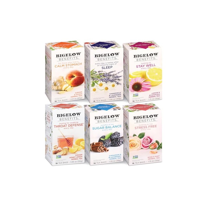 Bigelow Benefits Wellness Tea Variety Pack - Caffeinated & Herbal