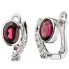 Jobo Women's Creole Earrings 925 Sterling Silver with Garnet Oval