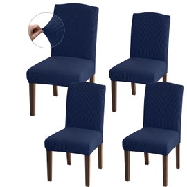 Granbest High Stretch Dining Chair Slipcovers, Universal Fit Jacquard Parson Dining Chair Covers, Removable Chair Protectors for Dining Room, Kitchen, Restaurant and Hotel (Set of 4, Naby Blue)