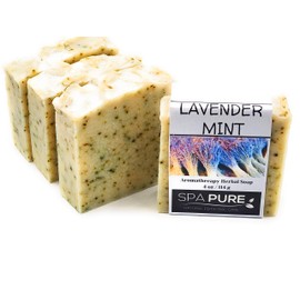 Spa Pure Aromatherapy Luxury Soap, made with plant based ingredients, essential oils, all natural, 4.5 oz each (Lavender Mint)