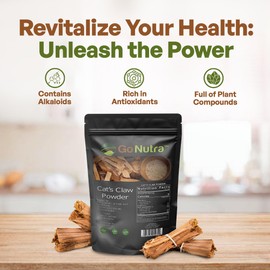 Go Nutra - Cat’s Claw Powder, Pure Cats Claw Herbal Supplement Wildly Harvested from Peru, All Natural UNA de Gato for Water, Tea, Juice, and More, Non-GMO, Gluten-Free, Vegan, 8 oz