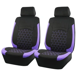 AUTOKING Honeycomb Embroidery Front Seat Covers for Cars,Trucks,Vans,SUVs,Sedans,Universal Size,Airbag Compatible,Purple Seat Covers 2 Front Seats Only (Purple)