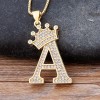 Collar Letras Inicial Corona Acero Inoxidable Con Zirconias