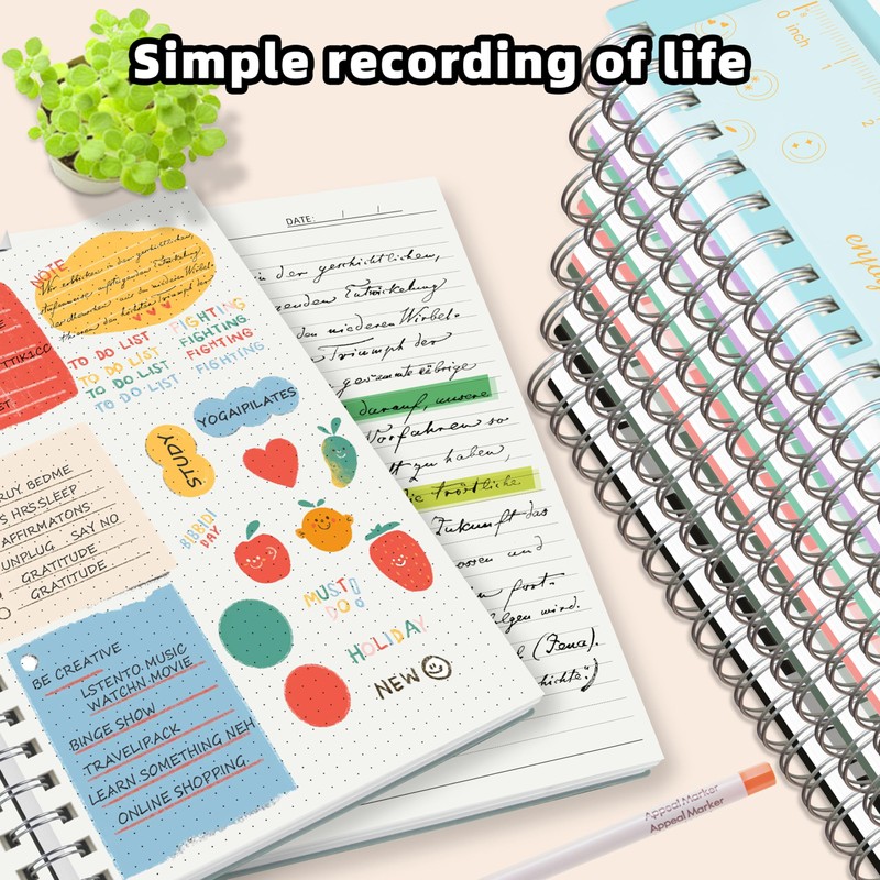 Mlife Notebook A5 Dotted,Bullet Dot Journal,300Page Spiral Notebook,100g/M² Ink-Resistant Paper,PVC