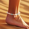 Urieo Women Starfish Anklet Bracelets Shell Blue Anklets Turquoise African