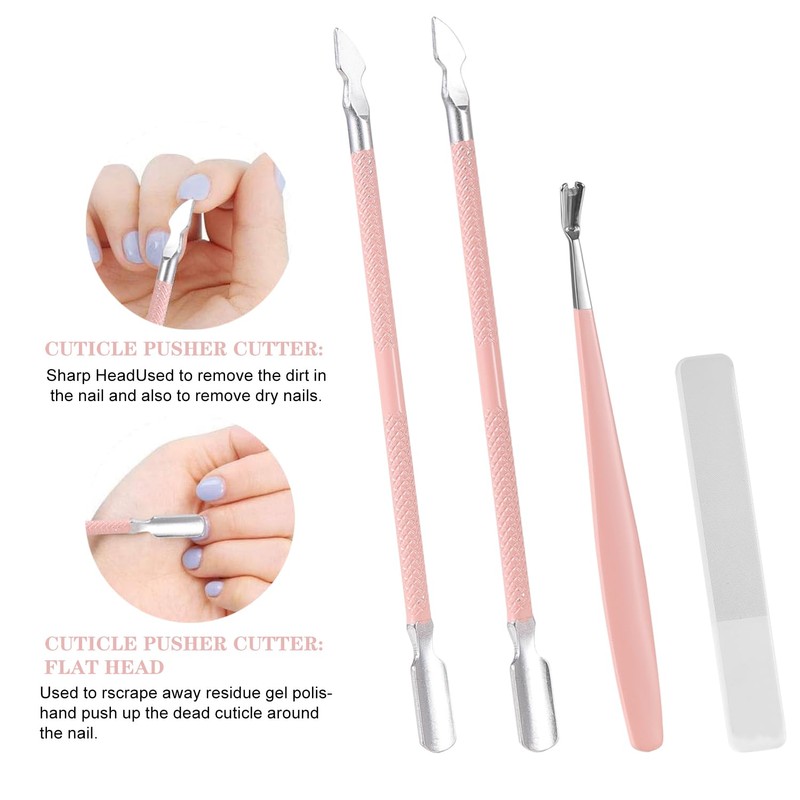 Arcjunys Set of 4 Cuticle Nippers with Cuticle Pusher Professional
