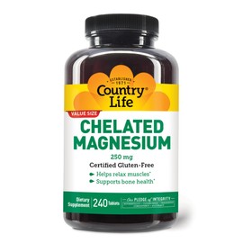 Country Life Country Life, Chelated Magnesium 250mg, Supports Bone and Immune Health, Daily Supplement, 240 ct