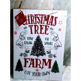 Christmas  House Ship N 24 Hour. New-Rectangle Christmas Tree Farm Wall Decor: 13 1/2 X 9 1/2 In