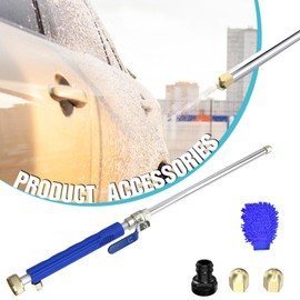 Karveden High Pressure Washer Wand, Hydro Jet Nozzle Power Washer Tools with 2 Different Pressurizing Nozzles and Hose Quick Connectors for Car Washing, Garden Cleaning, Patio, 18Inch Blue