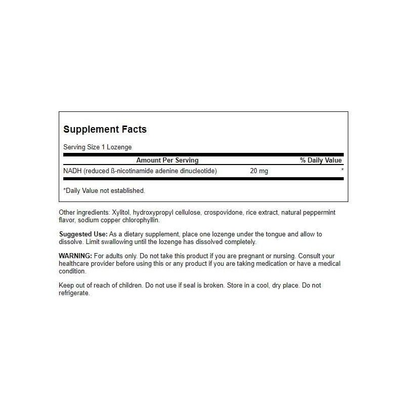 Swanson Maximum Strength NADH - Fast-Acting Peppermint Lozenges to Promote