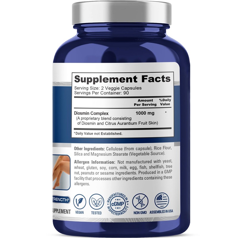 NusaPure Diosmin Complex 1,000mg per Serving 180 Veggie Caps (Non-GMO,