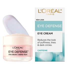 L'Oral Paris LOral Paris Eye Defense, Caffeine Eye Cream, with Hyaluronic Acid and Caffeine to Reduce look of Under Eye Wrinkles and Reduce Appearance of Puffiness, For Sensitive Skin, 15ml