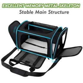 Soundy Large Cat Carrier Dog Carrier Under 25 Lbs,Collapsible Ventilated Portable Pet Bag with Soft Sided Breathable Mesh for Long Car Trips Maxi Load 2 Kittens or Small, Medium Dog (Large Black)