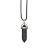 VIE Double Point Pencil Pendant, Black String (Lava Stone)