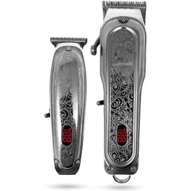 XPERSIS PRO Cordless Hair Clipper + Hair Trimmer for Mens and Barbers +Shaver with Sharp Blades, Cord/Cordless Electric Razor for Mens Silver