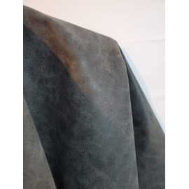 NAT Leathers | Gray Distressed Crazy Horse Oily Faux Vegan Leather PU {Peta Approved Vegan} | 1 Yard (36 inch x 54 inch Wide) Cut by Yard Pleather 0.9 mm Vinyl Upholstery | Gray Distress 36"X54"