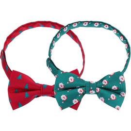 Boao Pack of 2 Men's Christmas Bow Ties, Circumference 24-48 cm (Red and Green), as shown in the picture