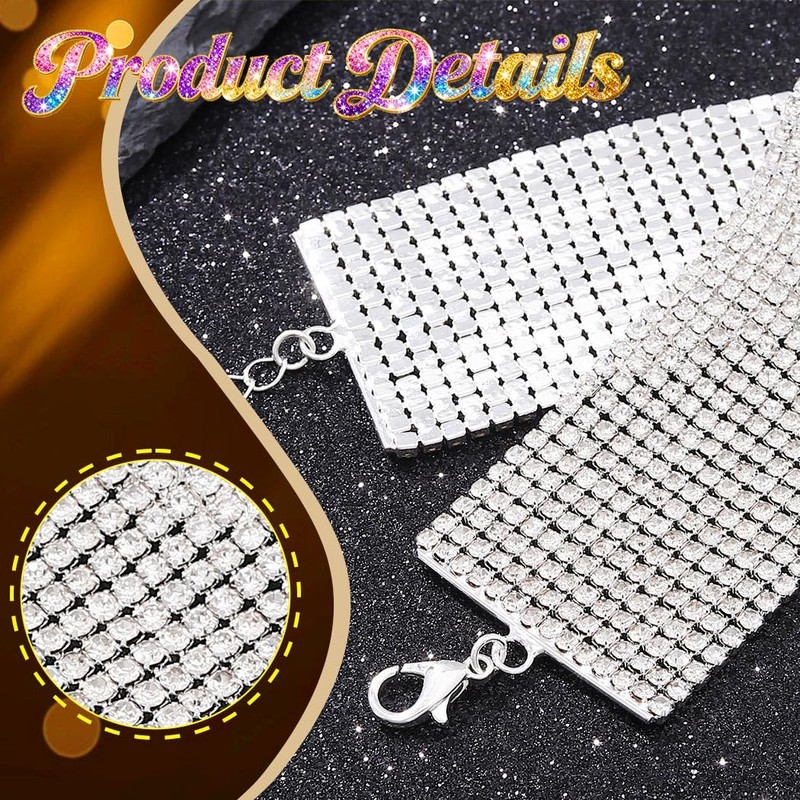 ACEDRE Rhinestone Bracelet Silver Bling Diamond Bracelets for Women