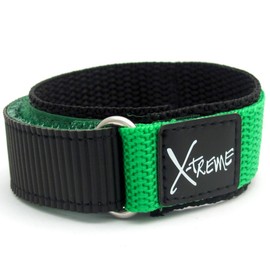X-Treme Tough Sports Watch Strap Band Men's Hook and Loop Rip Tab Fastening 20mm - Green