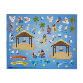 Create Your Own Nativity Sticker Christmas Ornament Classroom Activity Craft Kit, Pack of 36