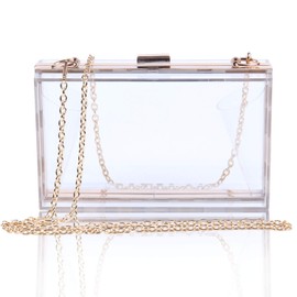 EVEOUT Women Acrylic Transparent Evening Clutches Clear Box Jelly Handbag Cross Body Handbag Bag Ladies Gift, Classic acrylic tin - transparent, crossbody