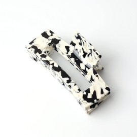 QinGoo Large Stylish Hair Clip, Hair Clip, Square, Hair Clip, Adult, Hair Accessory, Cute, Popular, Korean, Women's, 3.9 inches (10 cm) (Black White)