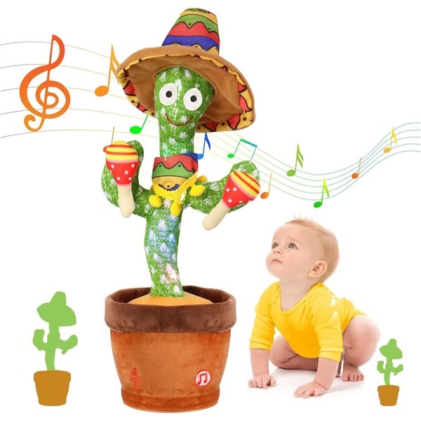Edencomer Talking Cactus Toy, Dancing Cactus Toy, Singing Cactus Toys Repeating What You Say Childrens Toys, Sing Toys for Baby
