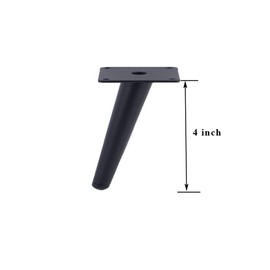 ALXEH Slant Furniture Leg 4 Inch Steel Cabinet Feet, 4pcs Metal Table Legs for Sofa and Bench, Black