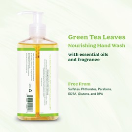 SoF Nourishing Hand Wash - With Moisturizing Sea Algae, Coconut & Olive Oil- Vegan & Non GMO- Free From Phthalates, Sulfates & Parabens- Green Tea Leaves - 8 oz Bottle 3 Pack
