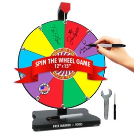 Whirl of Fun 12 inch Prize Wheel - Spinning Wheel for Prizes with Stand, 10 Color Slots, Heavy Duty, Dry Erase Surface, Portable, Carnival Games, Tools Marker Included, Made in USA