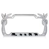 Elephants Palm Tree Design Chrome Metal Auto License Plate Frame