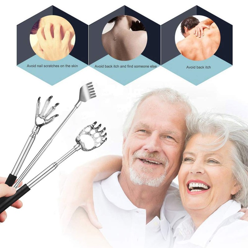 Vankcp 6Pack Telescopic Back Scratcher Set, Manual Extendable Black Bear