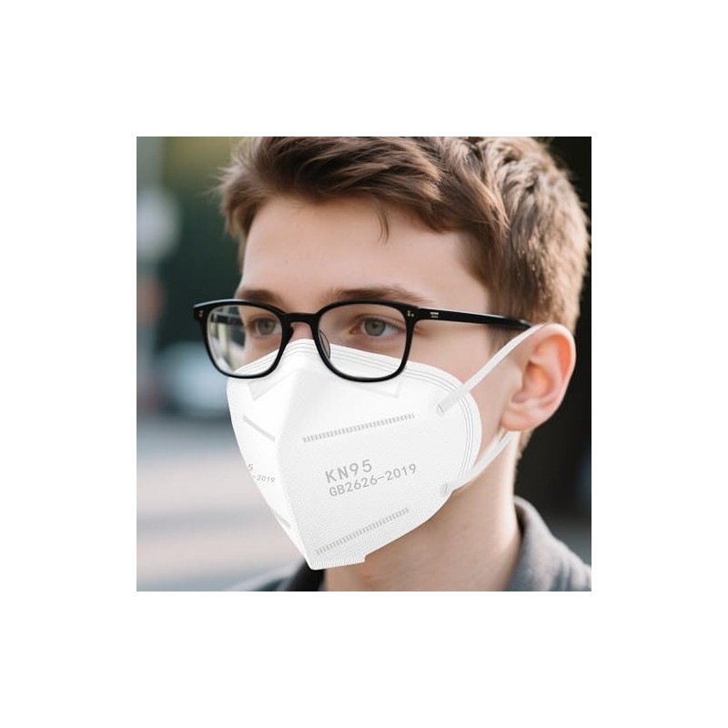 LEMENT KN95 Face Masks,100 Pack Breathable Cup Dust Disposable Masks