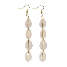 Tebatu Bohemian Natural Cowrie Shell Pendant Drop Earrings Beach Jewelry for Women C#