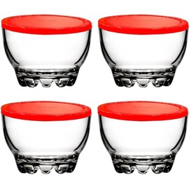 BOHEM'S Clear Glass Bowls Set for Kitchen, Small Serving Bowls for Dessert, Snack, Cereal, Fruit, Nuts, Ice Cream, Dipping Prep Bowls, 9.5 oz, Set of 4 (Clear with Lids)
