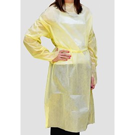 Case of 100 Yellow Disposable Isolation Gowns, Extra-Large (XL), Wrap Around with Long Waste Ties, Quick Removal Perforated Neck Back