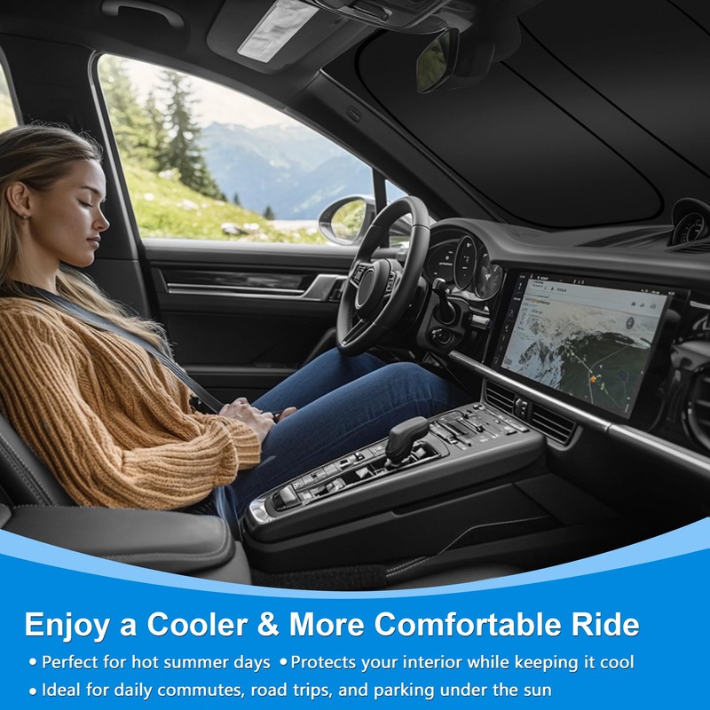 ULROLIT Windshield Sun Shade for 1992-2025 Fo-rd E-Series Van &