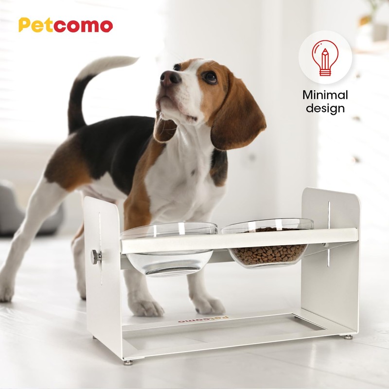 PETCOMO Elevated Dog and Cat Bowl Stand – Adjustable Height,