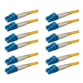 SpeedyFiberTX 6-Pack 1 Meter LC to LC Fiber Patch Cable, Corning SMF-28 Singlemode 9/125um Ultra Optical Fiber, OS1/OS2 Compatible, Duplex, Yellow LSZH Cable Jacket
