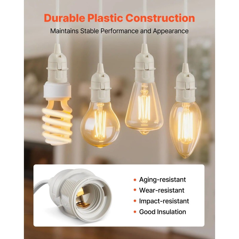 Hanging Light Cord Kit 16ft E26 Lamp Socket With On