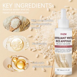 White Rice Exfoliant Ampoule,Deep Pore Cleansing and Gentle Scrub,Face and Body Exfoliant for All Skin Types (White)