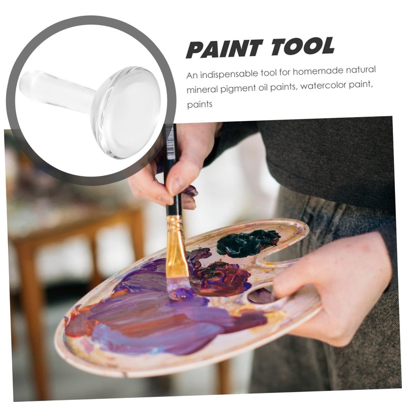 SEWACC Portable Oil Painting Grinding Pestle Glass for Watercolor Mineral