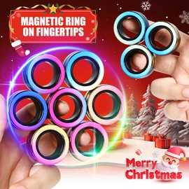 Jawhock Jawhock 9 Pack Magnetic Rings Fidget Toy SetMagnetic Fidget Rings for ADHD Stress Relief Colorful Fidget Toy Rings for Training Relieves Autism AnxietyGreat for Kids&Teens